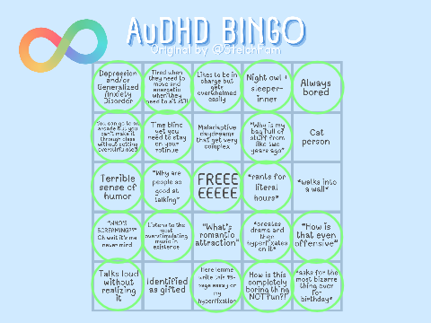 AuDHD Bingo (My Answers)