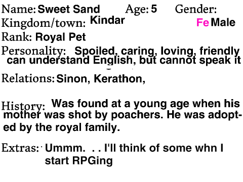 Dagger Eyes RPG Character: Sweet Sand