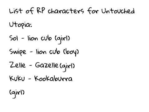 RP characters for Untouched Utopia
