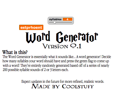 Word Generator v 0.1