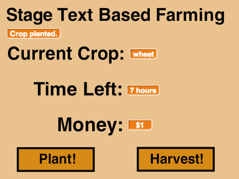 Stage Text Based Farming (Universal Game)