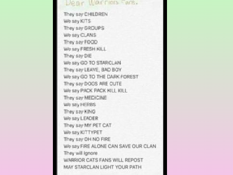Dear warrior cats fans! Ya'll sha'll remix  remix remix remix remix