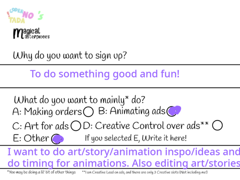Magical Masterpieces Application Form! 