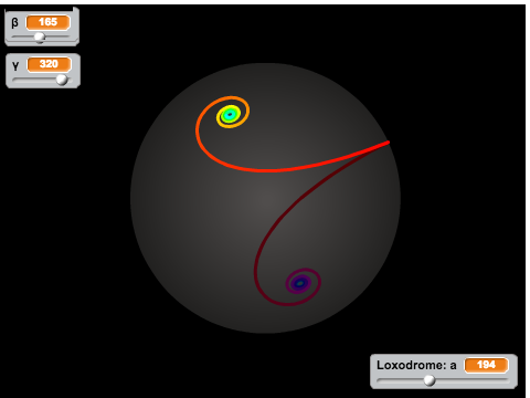 Loxodrome - a spherical spiral