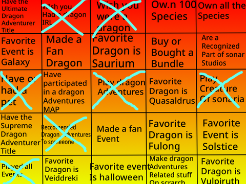Dragon adventures bingo - remix