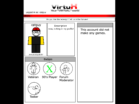 VirtuX site; profile page (December 28, 2003)