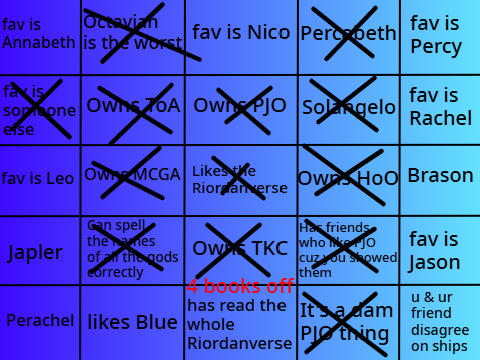 My Riordanverse Bingo 
