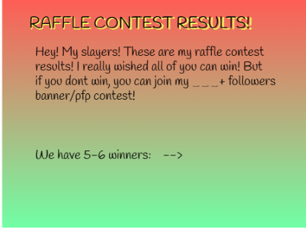 Raffle contest (RESULTS)
