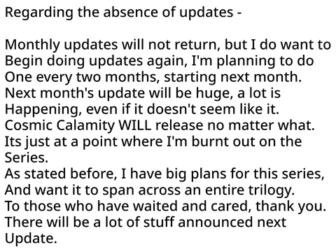 Update on Cosmic Calamity