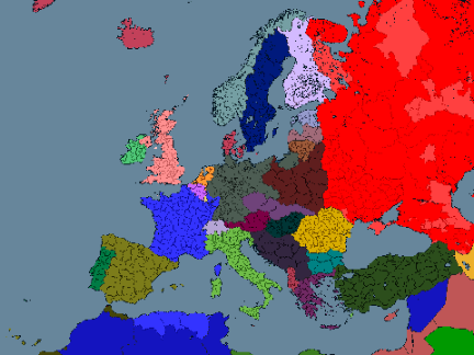 1930 Europe, orthographic projection
