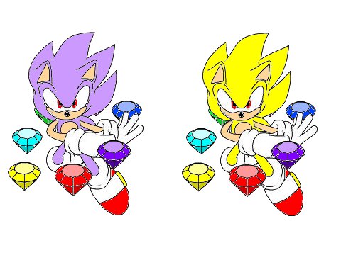 Super Sonic, Hyper Sonic, Dark Super Sonic and True Hyper Sonic Artwork remix