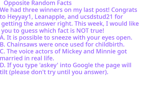 Opposite Random Facts