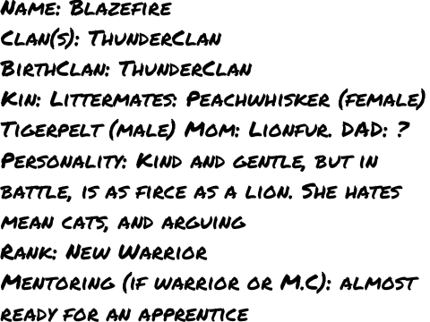 WARRIORS RPG Sign-Up my entry Blazefire