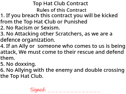 Contract to join the Top Hat Club