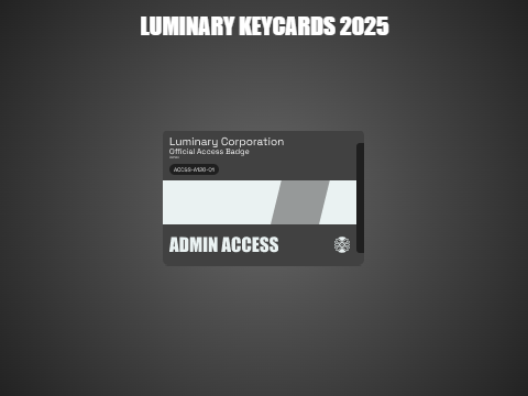 Luminary Corporation Keycards - 2025 Model