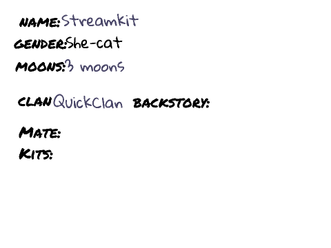 Cinderclan, Fernclan, Wolfclan, and Quickclan signup sheet remix
