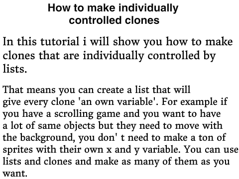 How to make individually controlled clones