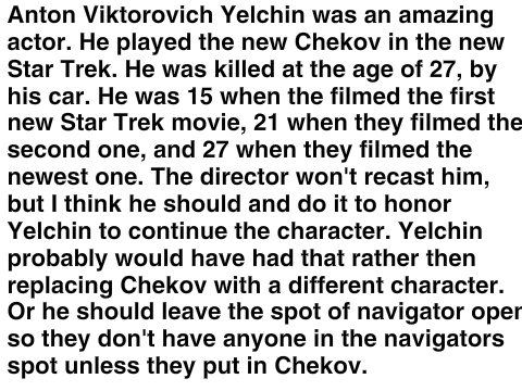 R.I.P. Anton Yelchin