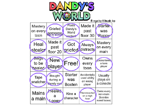 dandy’s world bingo