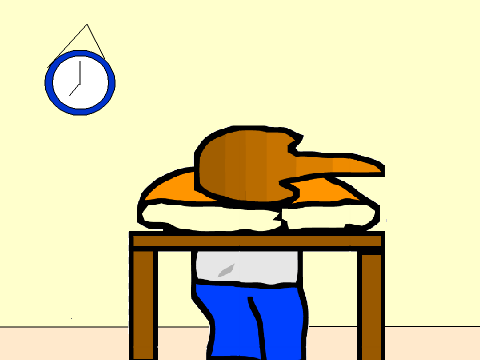 J sleeping at the school 