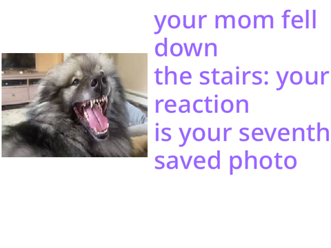 your mom fell down the stairs: your reaction is your seventh saved photo remix