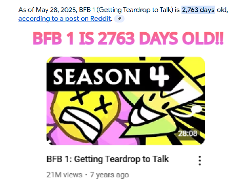 BFB 1 IS 2763 DAYS OLD!!