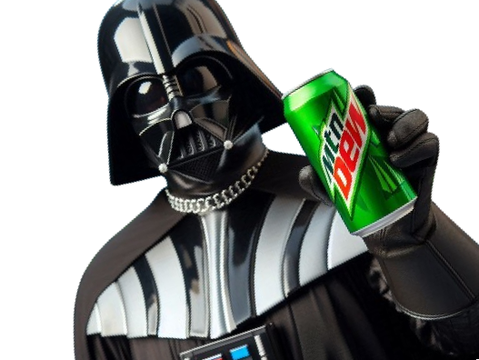 Darth Vader and Mountain Dew, but made by ai.