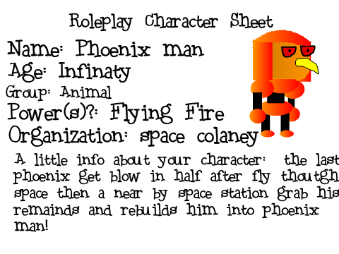 Character sheet for My charter in the roleplay!