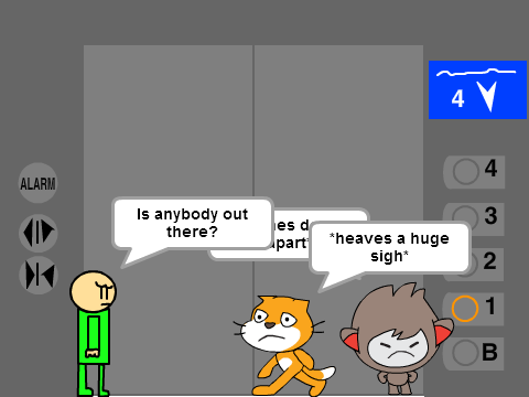 Add yourself stuck in a stalled elevator
