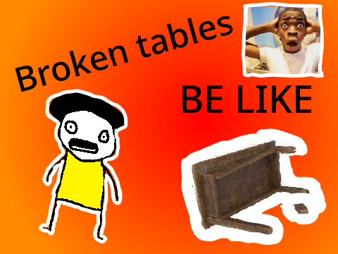 Broken Tables BE LIKE #table