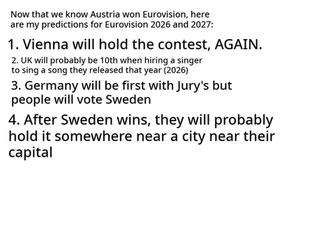 My predictions for Eurovision 2026 and 2027