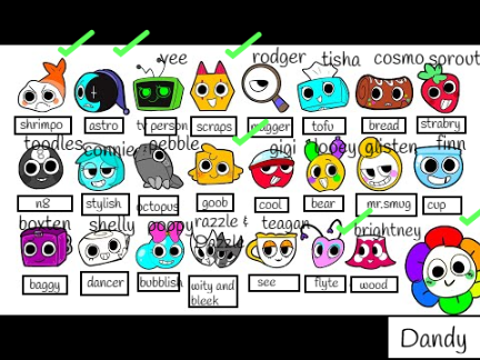 my younger brother guesed dandys world characters
