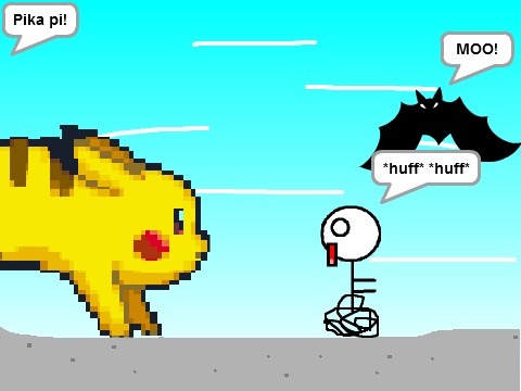 Add yourself running from a giant Pikachu! remix