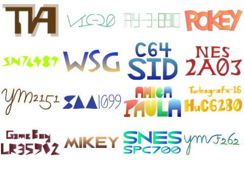 Chiptune soundchip wordmarks