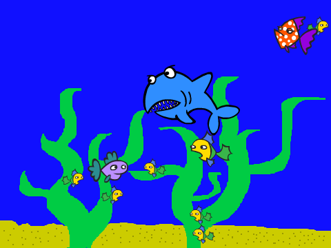 Fish Swimming away from shark