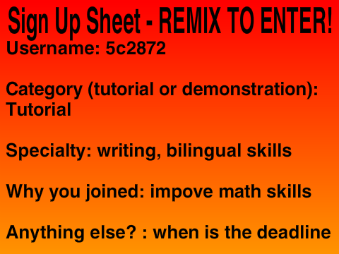 My entry form!
