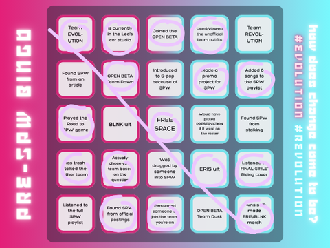 pre-spw bingo ~ yume edition