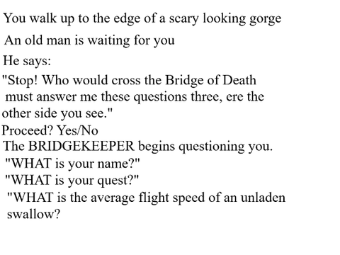Bridgekeeper questions | monty python quiz