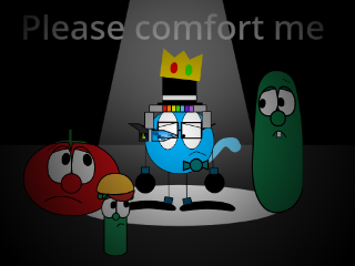 Bob, Larry and Junior from VeggieTales are here