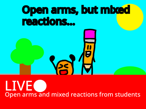 Students With Open Arms and Mixed Reactions #all #animations