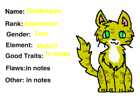 EarthClan Cat Bio- (UPDATED!) Goldenpaw