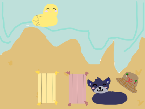 Peanut and smoky just chilling at the beach