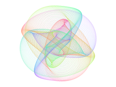 Trefoil knot dragged in a rotation in 3D remix(1)