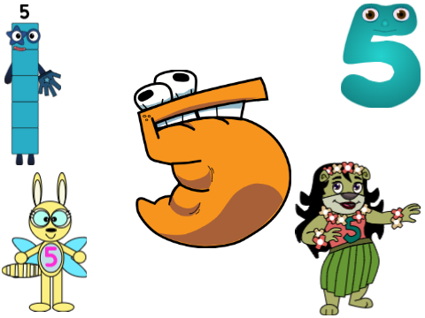 Different Number 5 Characters as Number Lore 5