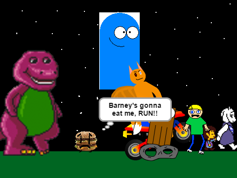 Add Yourself Running from Barney! 