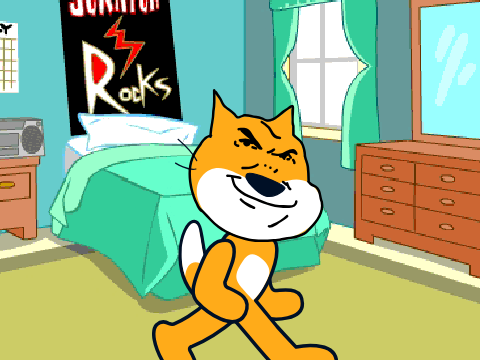 Scratch cat runs over cat 2