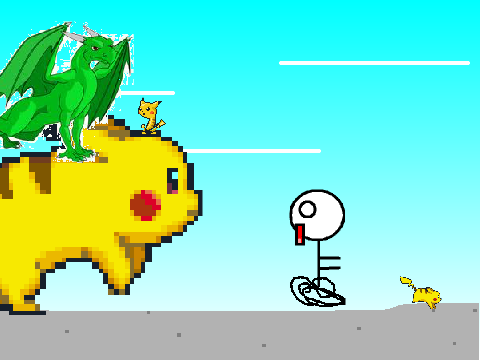 Add yourself running from a giant Pikachu! 