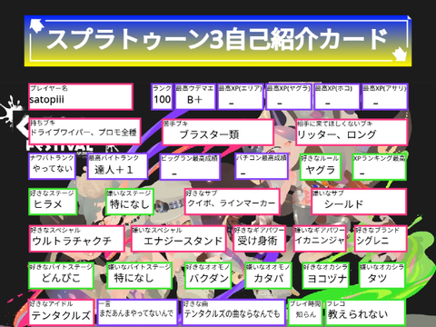 スプラ3自己紹介カード remix
