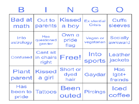 LGBTQ+ bingo...