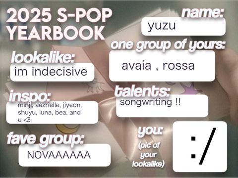 /⦘ yuzu’s ！ s-pop yᥱarbook :3